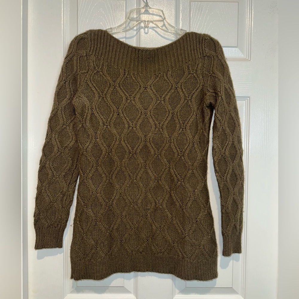 LOFT Brown Wool Cable Knit Sweater. Size S